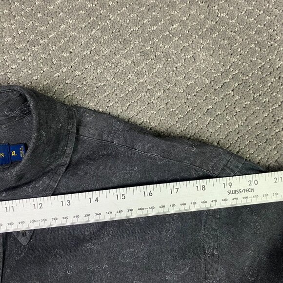 Ralph Lauren Slim Fit Button Down Shirt Men's XL Charcoal Gray Paisley - Picture 8 of 10